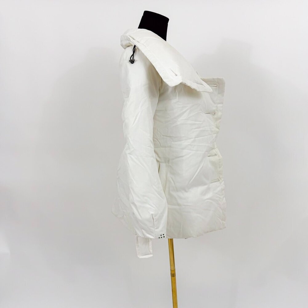 SOIA & KYO VINTAGE STYLE PUFFER WHITE COLOR TRENCH WITH WAIST STRAP COAT JACKET - Picture 4 of 16